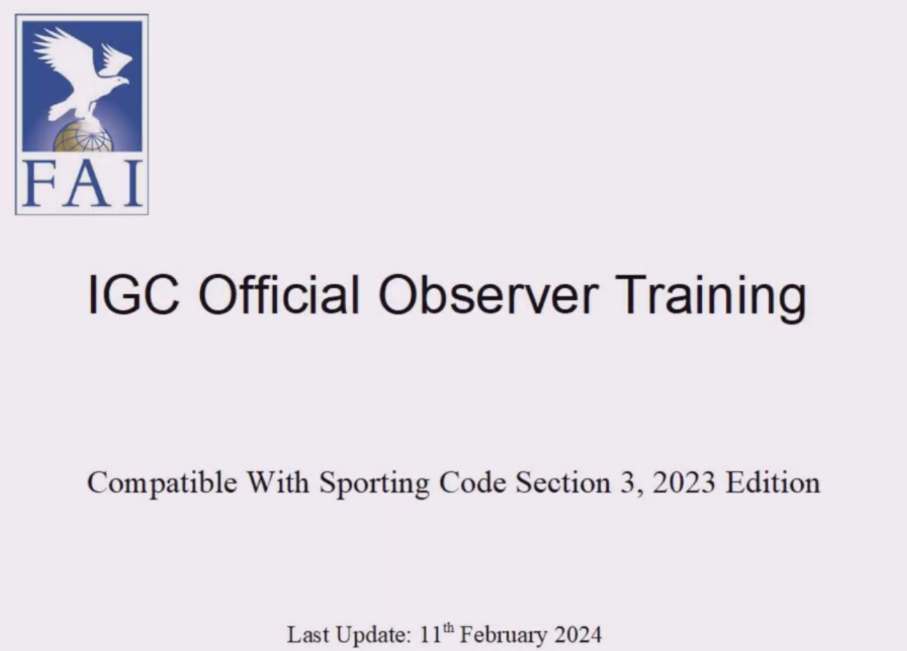 IGC Official Observer Training 2023 edition
