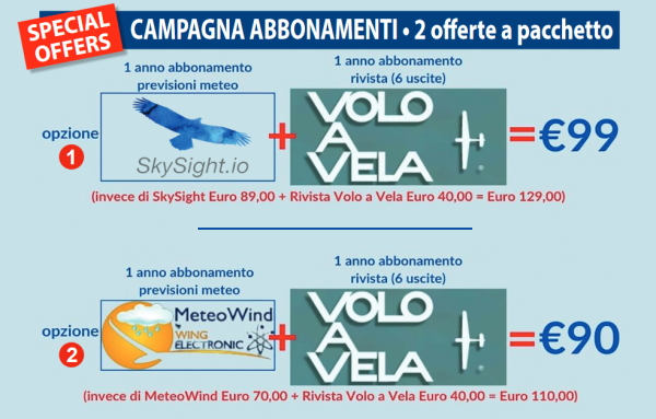 Offerta bundle campagna abbonamenti rivista Volo a Vela + SkySight + Meteo